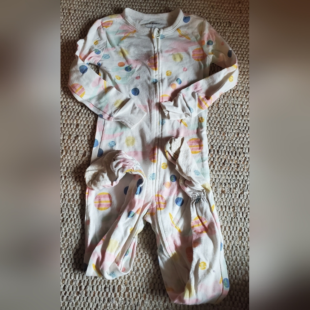 4T pink planet footed pjs